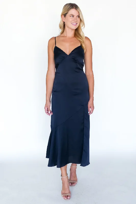 Adrienne Satin Tie Back Midi Dress