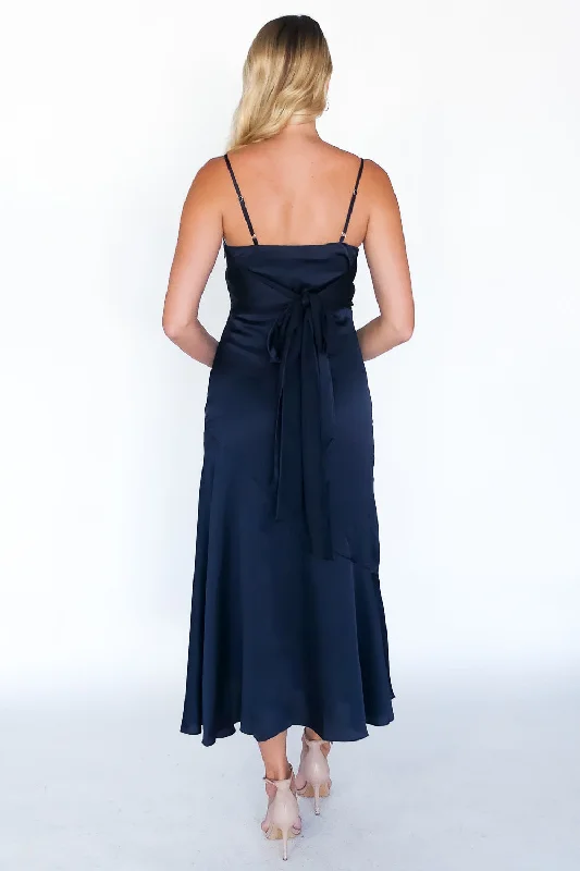 Adrienne Satin Tie Back Midi Dress