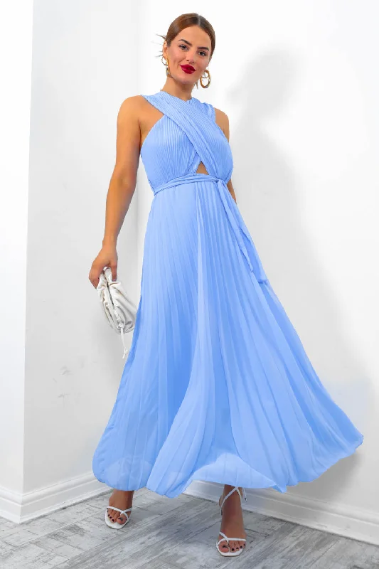 Artemis - Powder Blue Pleated Maxi Dress