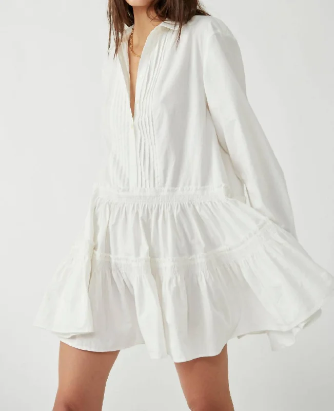 Billie Mini Shirtdress In Optic White