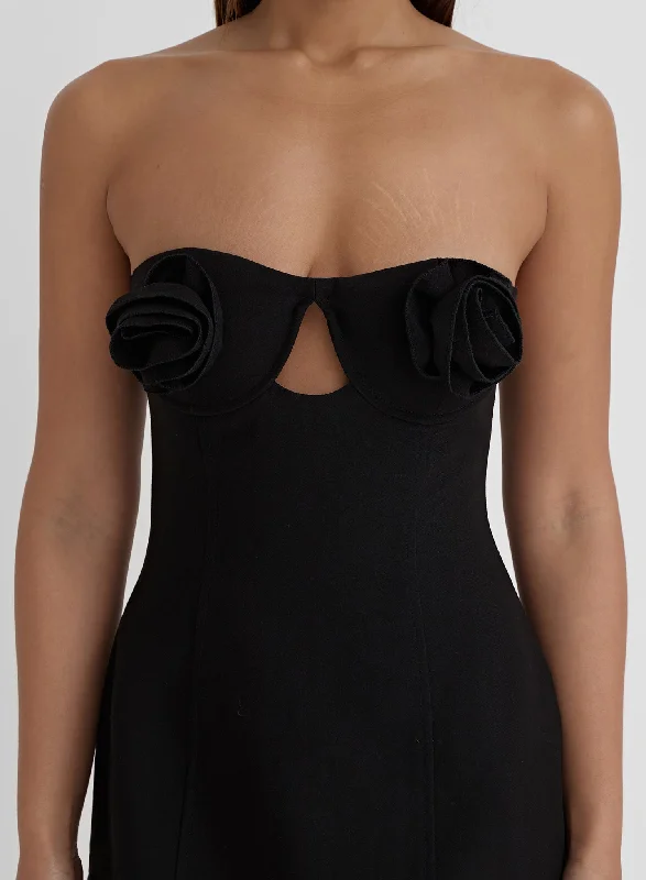 Black Corsage Bandeau Mini Dress- Iren