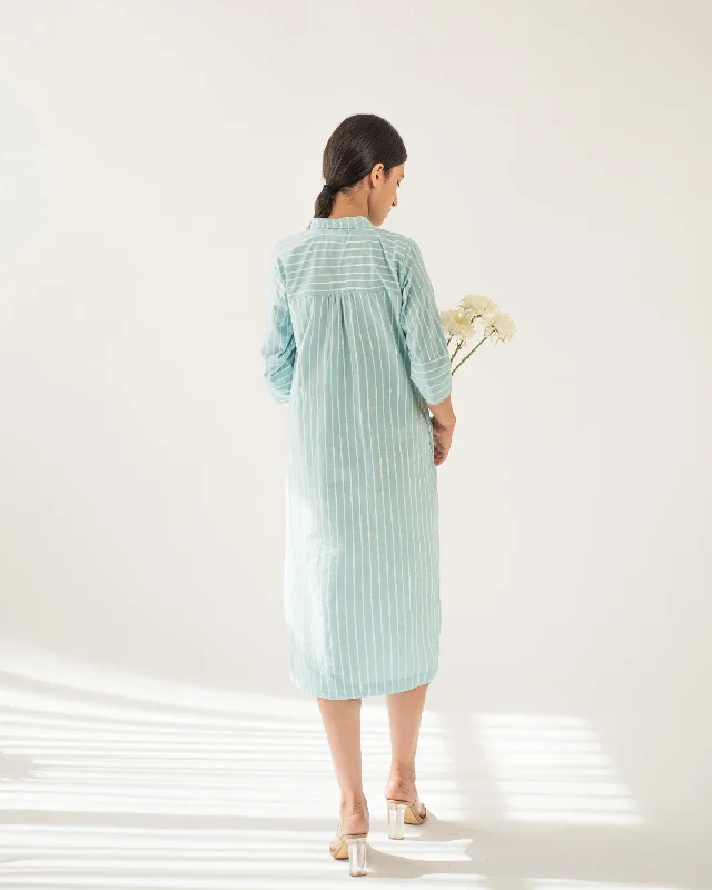 Blue Stripe Shirt Dress