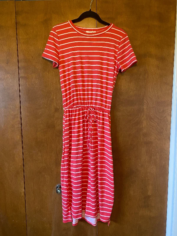 Coral Stripe Midi Dress