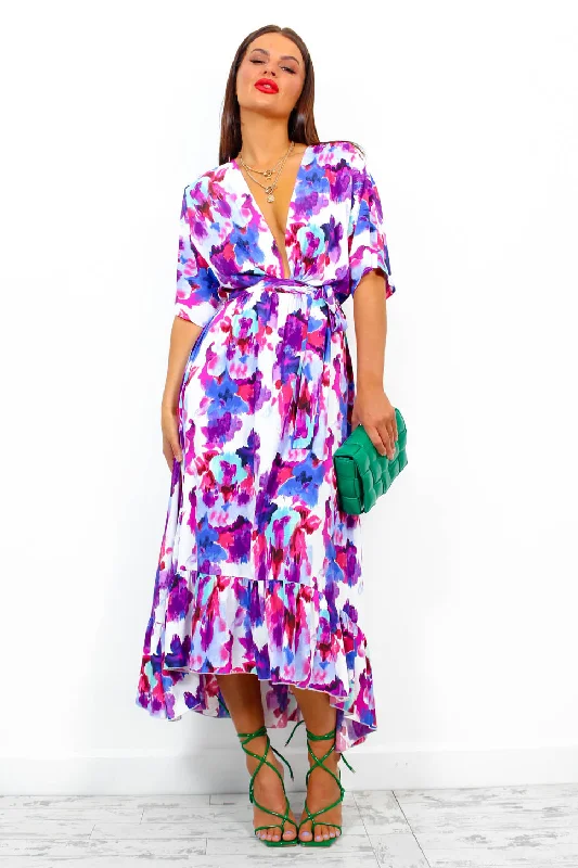 Dolce Vita - Blue Purple Floral Print Maxi Dress