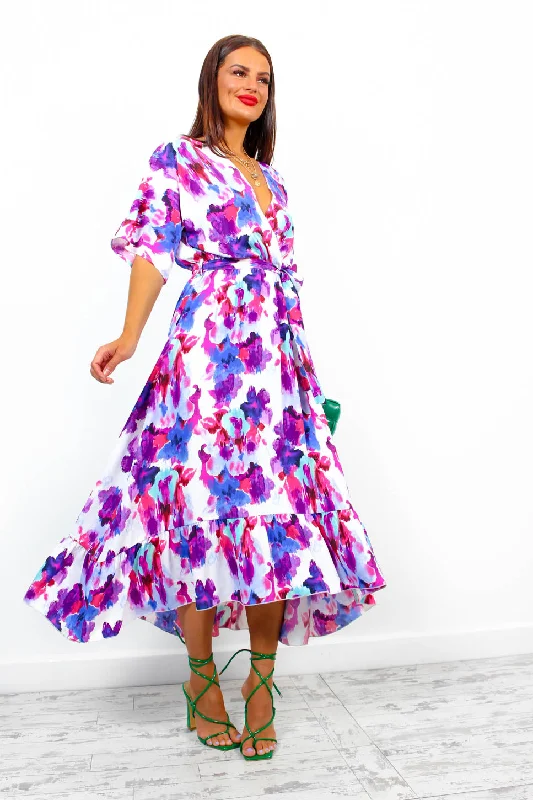 Dolce Vita - Blue Purple Floral Print Maxi Dress