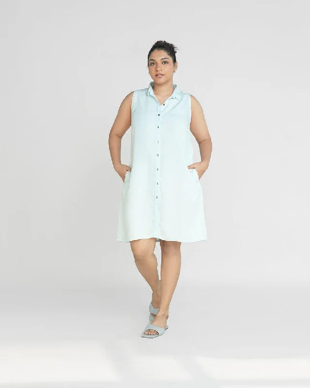 Dreaming of Blue Skies Blue Shirt Dress