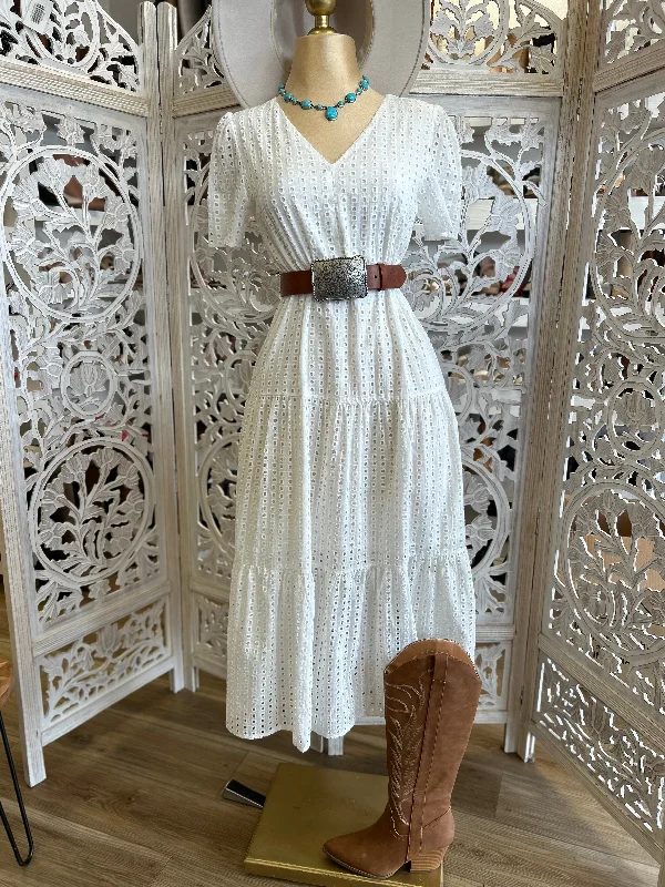 Eyelet Maxi Dress- Slightly Stretchy