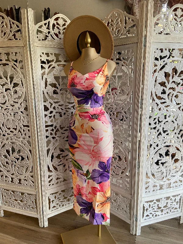 Floral Print Cowl Maxi Dress