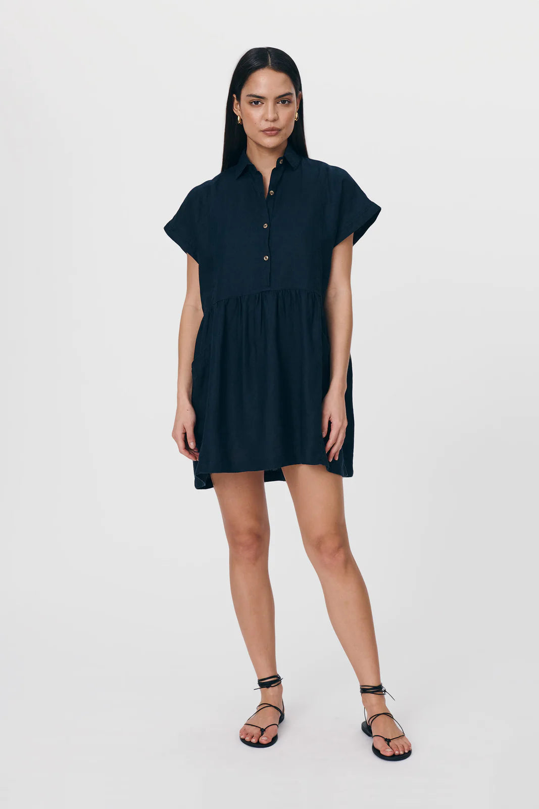 Gina Linen Mini Dress - Ink