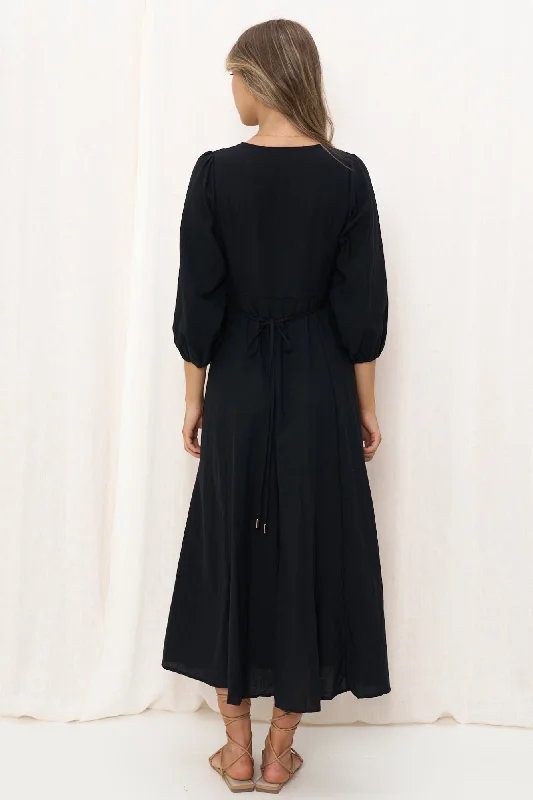 Iris Maxi Melina L/S Dress Black