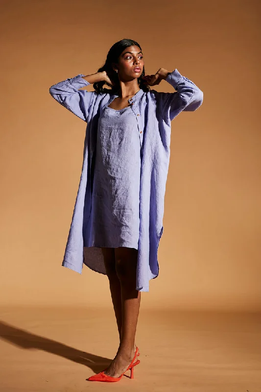 Jacaranda Linen Shirt Dress