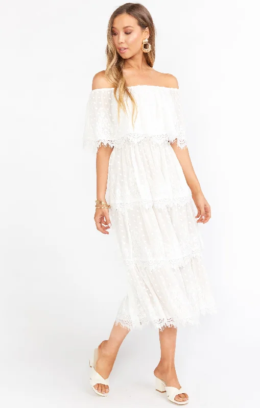 Lana Midi Dress ~ White Lace