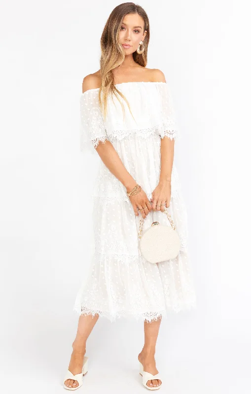 Lana Midi Dress ~ White Lace