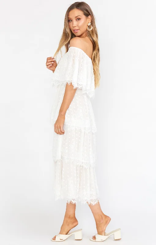 Lana Midi Dress ~ White Lace