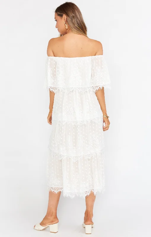 Lana Midi Dress ~ White Lace