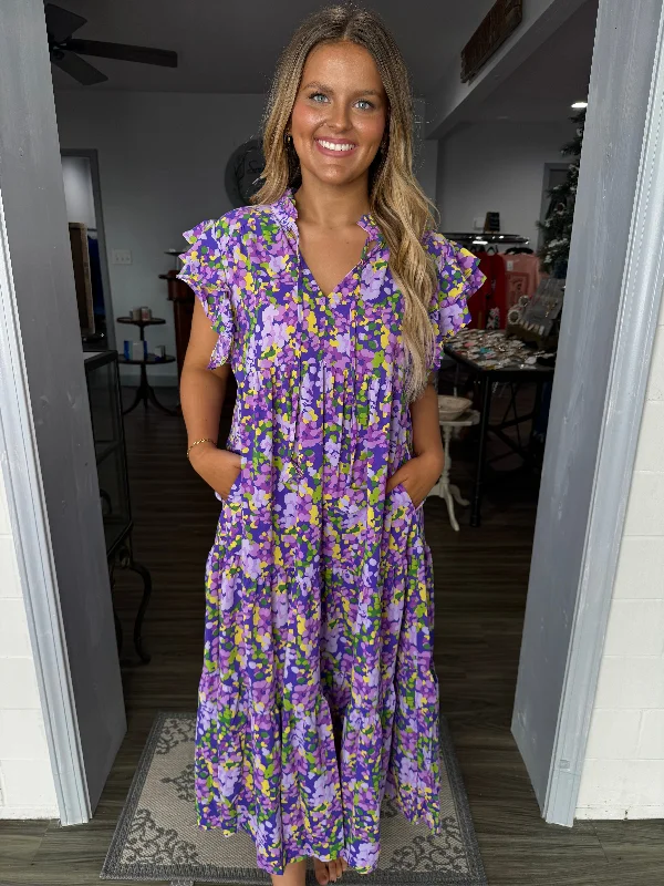 Lavender printed midi dress