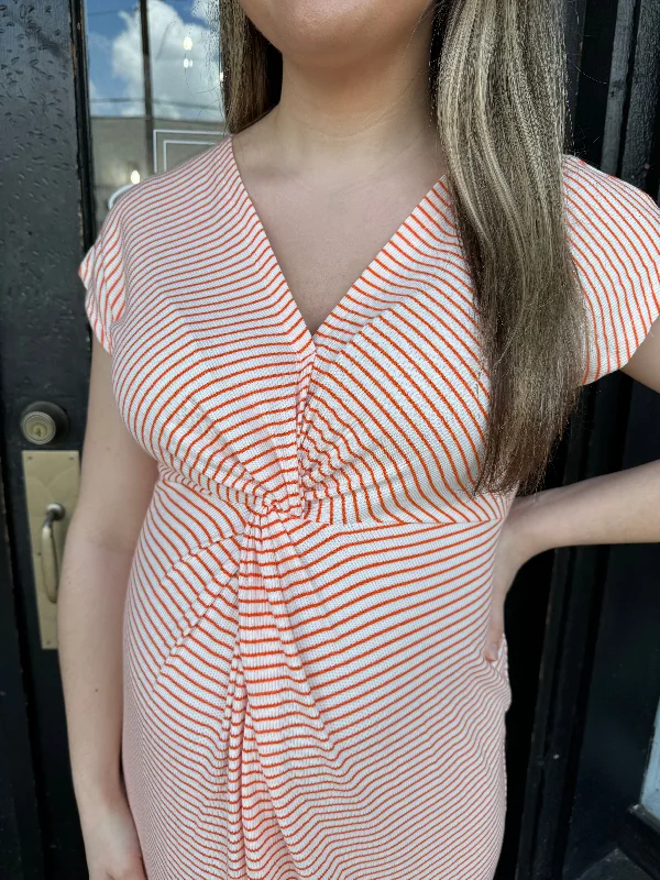 Orange striped maxi dress