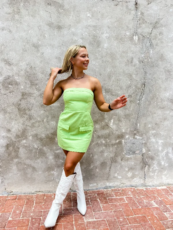 Lime Strapless Mini Dress