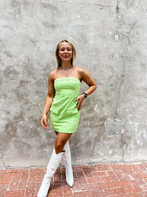 Lime Strapless Mini Dress