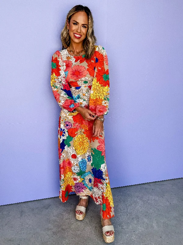 Floral Feelings Lantern Sleeve Maxi Dress