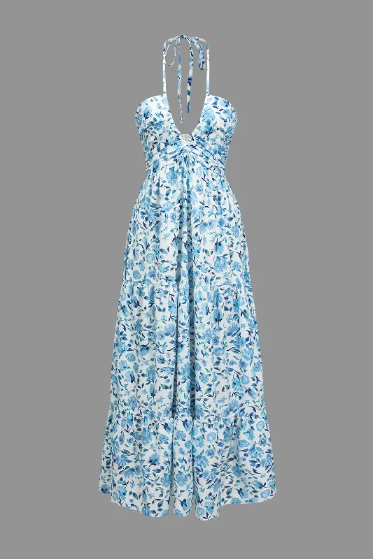 Floral Print Tie-Up Maxi Dress