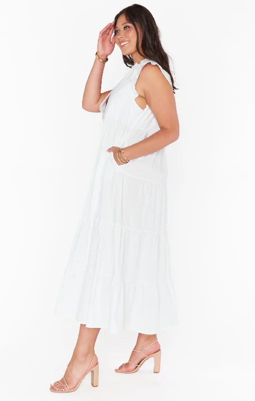 Mia James Midi Dress ~ White Poplin