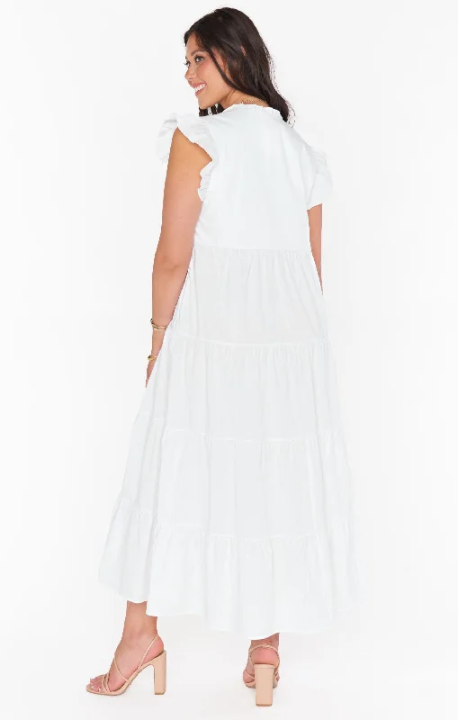 Mia James Midi Dress ~ White Poplin