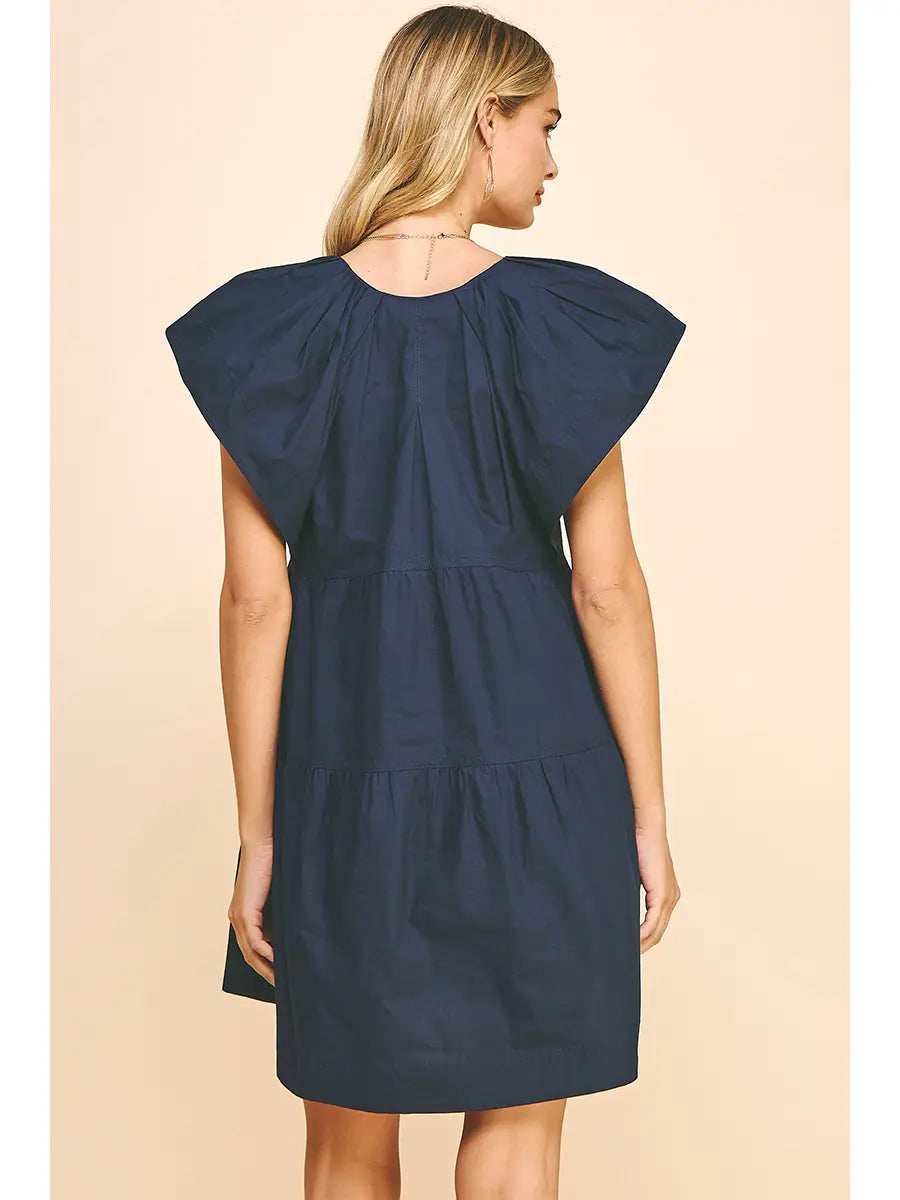 Navy Sleeveless Tiered Mini Dress