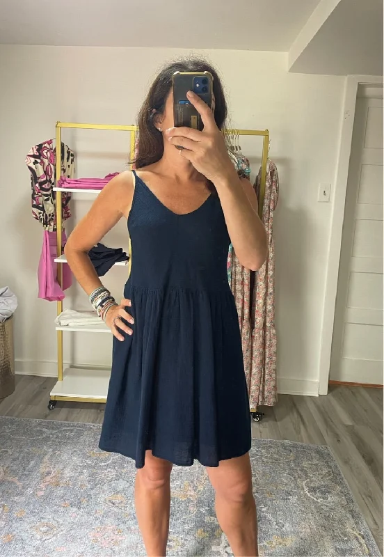 Navy Spaghetti Strap Mini Dress