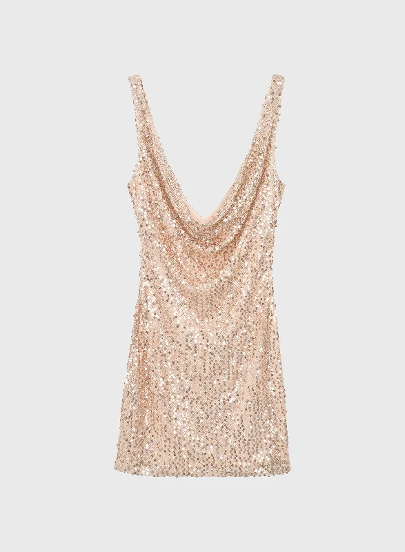 Nude Sequin Metallic Mesh Mini Dress – Charnice