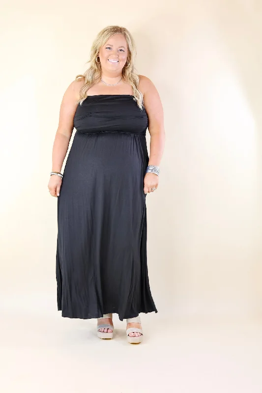 Oh, Snap Strapless Maxi Dress in Black