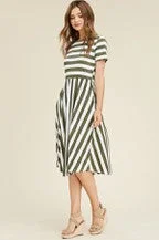 Olive Stripe Midi Dress