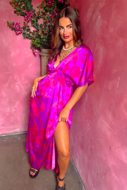 Once In A Lifetime - Fuchsia Purple Floral Maxi Dress