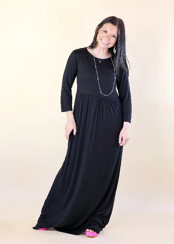 Picture Perfect Solid Maxi Dress in Black