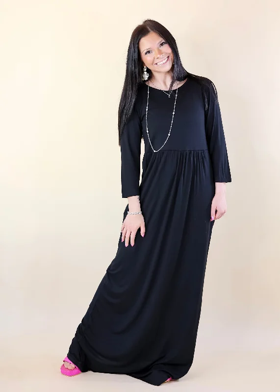 Picture Perfect Solid Maxi Dress in Black