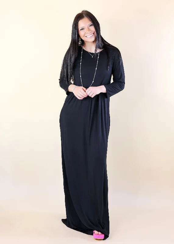 Picture Perfect Solid Maxi Dress in Black