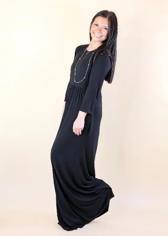 Picture Perfect Solid Maxi Dress in Black