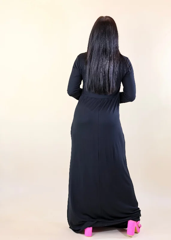 Picture Perfect Solid Maxi Dress in Black