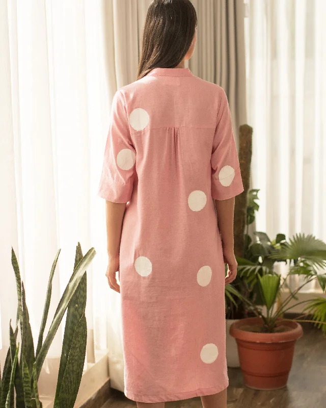 Pink Polka Shirt Dress