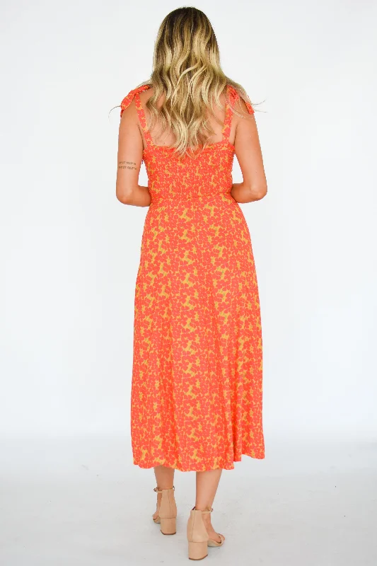 Poppy Field Midi Tie Dress