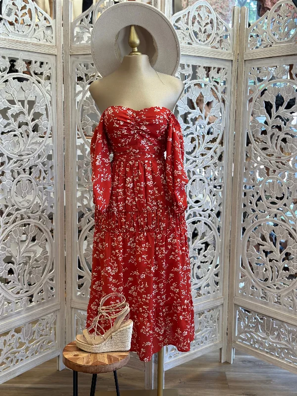 Red Maxi Floral Dress