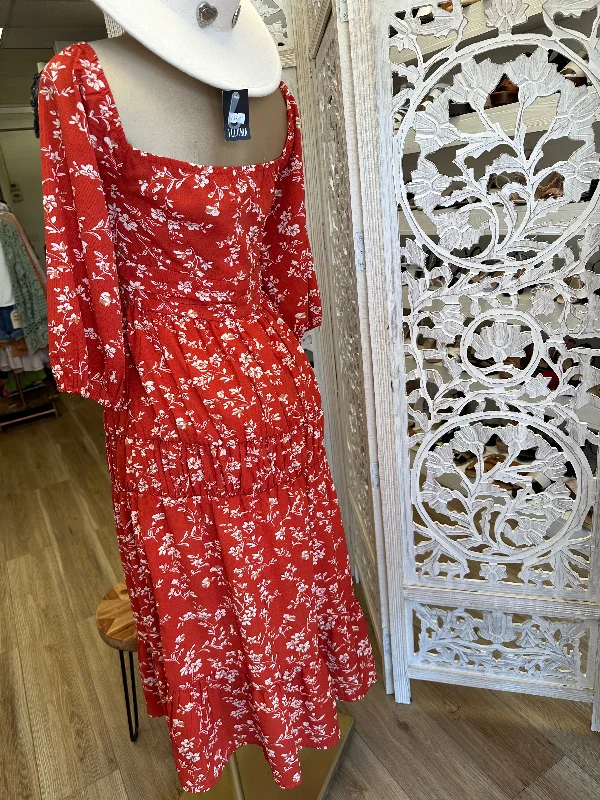 Red Maxi Floral Dress