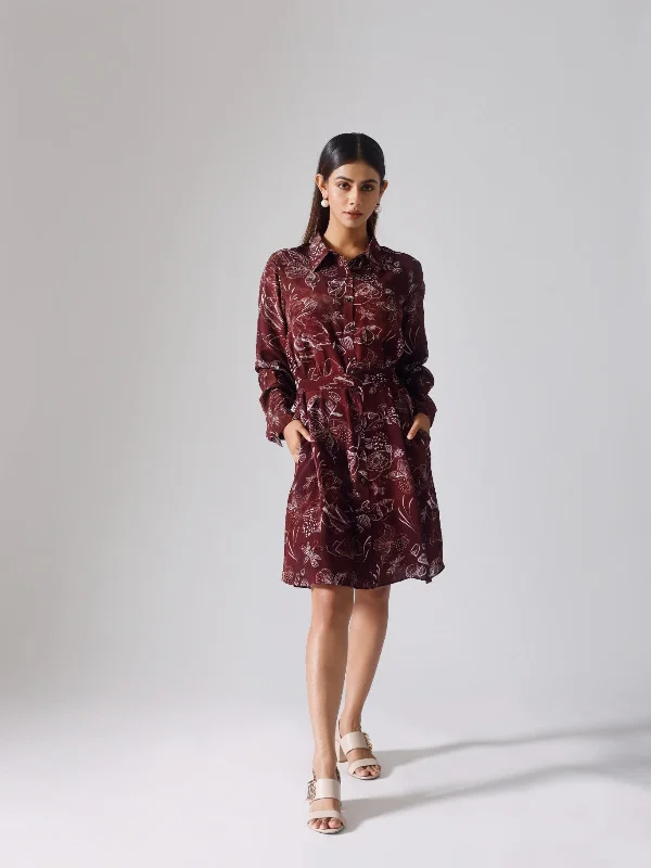 Reverie wine shirt dress