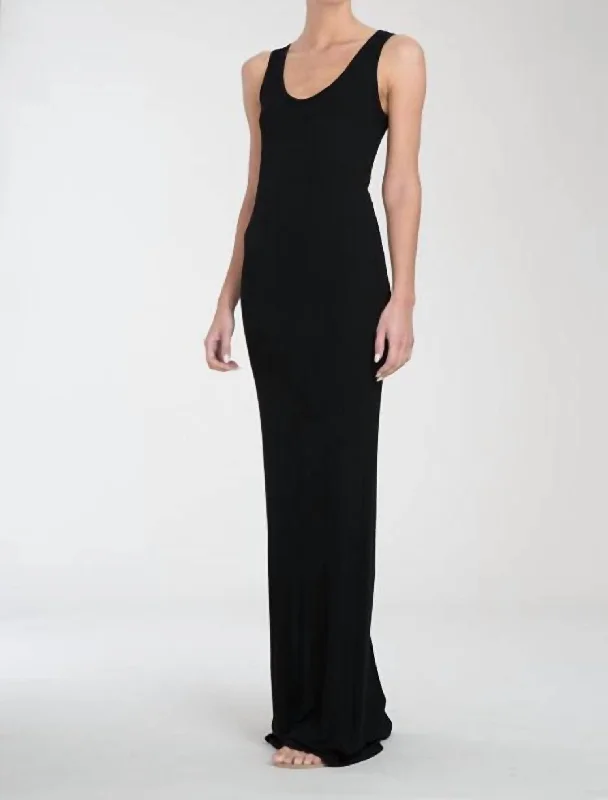 Rib Tank Maxi Dress In Black