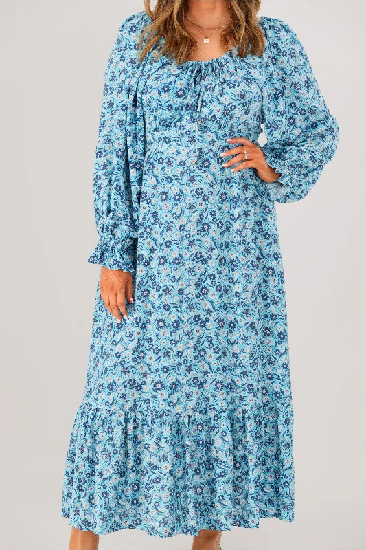 Salty Bright Meredith Maxi Dress Blue Print