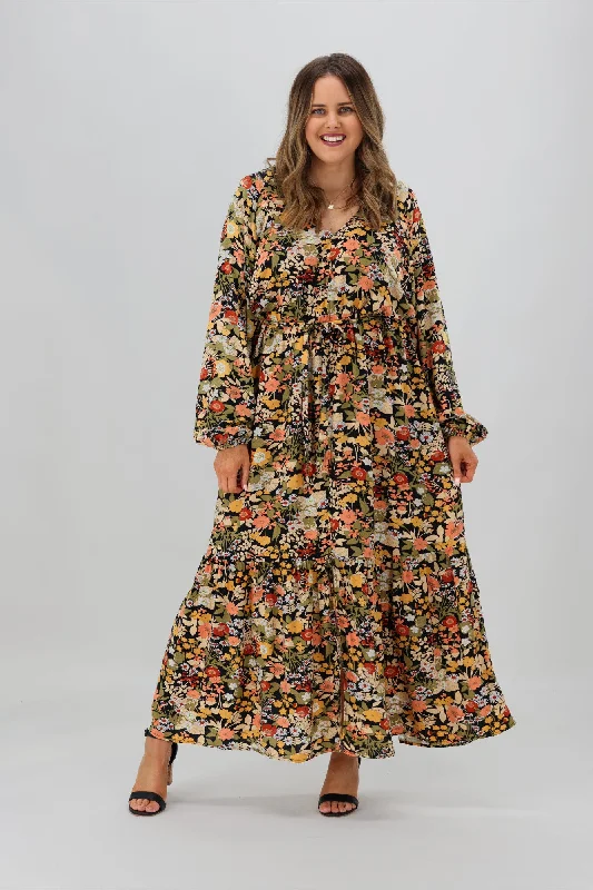 Sass Brigitte Balloon Sleeve Maxi Dress Multi