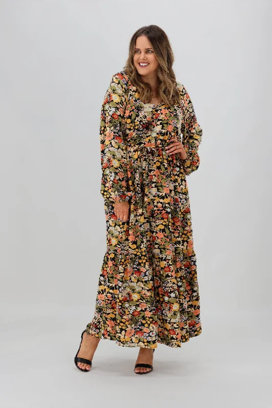 Sass Brigitte Balloon Sleeve Maxi Dress Multi