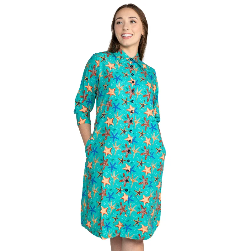 Starfish 3/4th Sleeves Shirt Dress