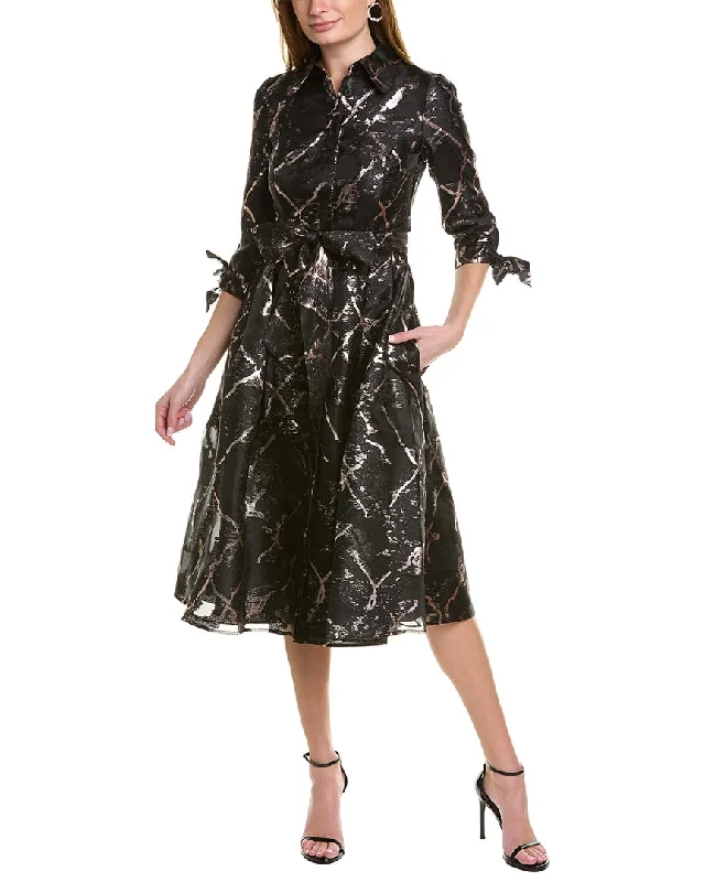 Teri Jon by Rickie Freeman Metallic Shirtdress