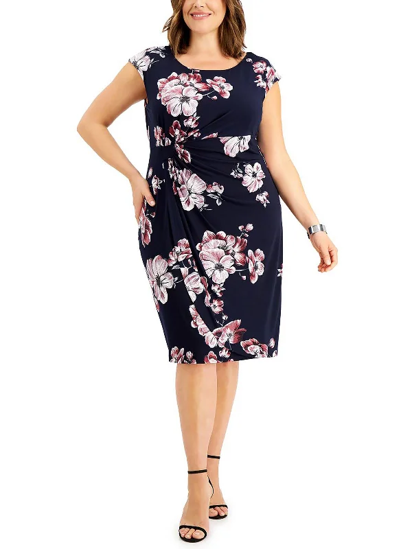 Womens Embroidered Mini Sheath Dress